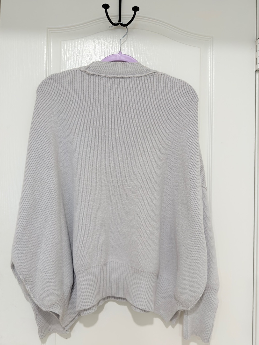 Free People Chunky Knit Oversized Sweater Gray Balloon Sleeve Pullover Size S - Picture 6 of 7